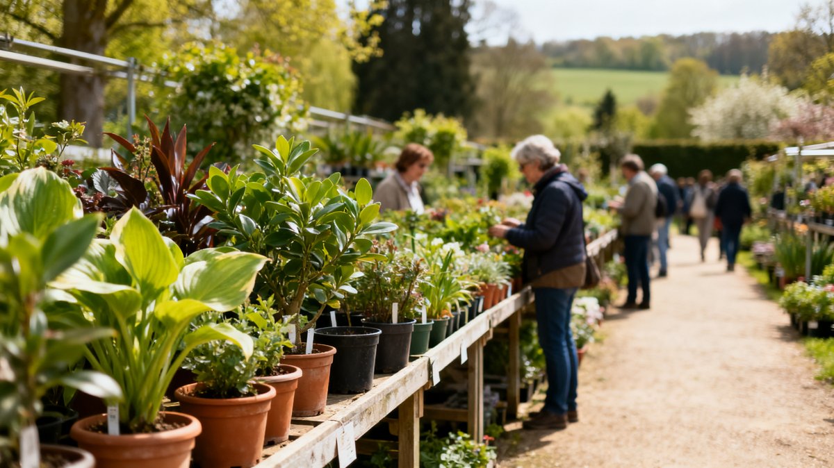 Fête des plantes en plein air dans un jardin des Yvelines
